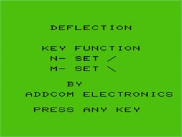 Title screen of Deflection on the Commodore VIC-20.