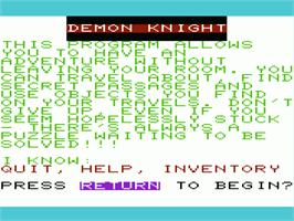 Title screen of Demon Knight on the Commodore VIC-20.