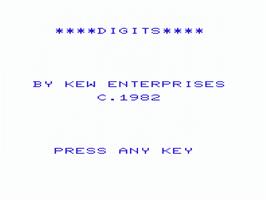 Title screen of Digits on the Commodore VIC-20.