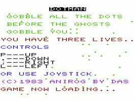 Title screen of Dot Man on the Commodore VIC-20.