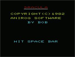 Title screen of Dracula on the Commodore VIC-20.