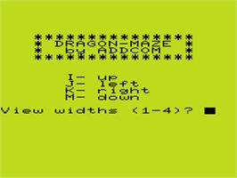 Title screen of Dragon-maze on the Commodore VIC-20.