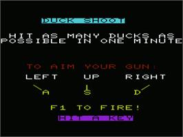 Title screen of Duck Shoot on the Commodore VIC-20.