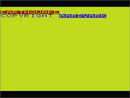 Title screen of Earthquake on the Commodore VIC-20.