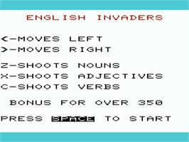 Title screen of English Invaders on the Commodore VIC-20.