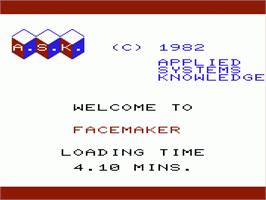 Title screen of Facemaker on the Commodore VIC-20.
