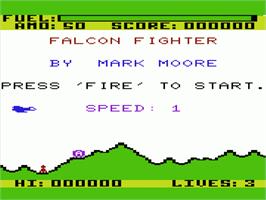 Title screen of Falcon Fighter on the Commodore VIC-20.
