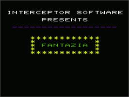 Title screen of Fantazia on the Commodore VIC-20.