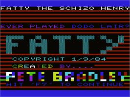 Title screen of Fatty Henry on the Commodore VIC-20.
