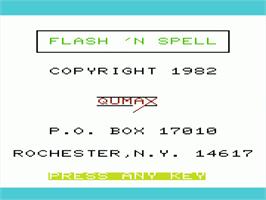 Title screen of Flash 'n Spell on the Commodore VIC-20.