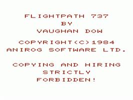 Title screen of Flight Path 737 on the Commodore VIC-20.