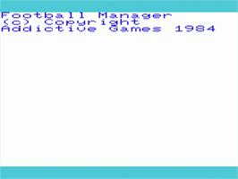 Title screen of Football Manager on the Commodore VIC-20.