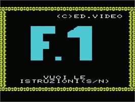 Title screen of Formula 1 on the Commodore VIC-20.