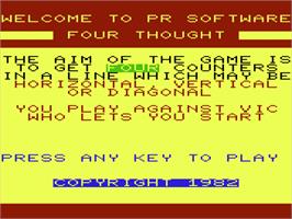Title screen of Four Thought on the Commodore VIC-20.