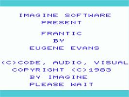 Title screen of Frantic on the Commodore VIC-20.