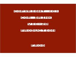 Title screen of Frog! on the Commodore VIC-20.