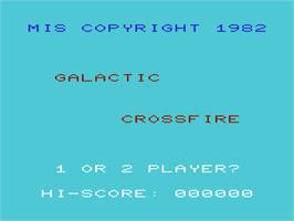 Title screen of Galactic Crossfire on the Commodore VIC-20.
