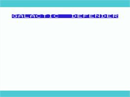 Title screen of Galactic Defender on the Commodore VIC-20.