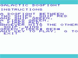 Title screen of Galactic Dogfight on the Commodore VIC-20.