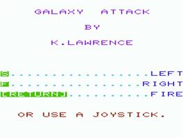 Title screen of Galaxy Attack on the Commodore VIC-20.