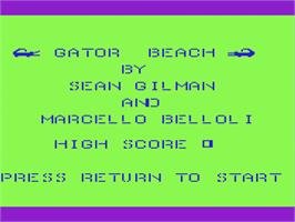 Title screen of Gator Beach on the Commodore VIC-20.