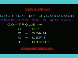 Title screen of Gobbler on the Commodore VIC-20.
