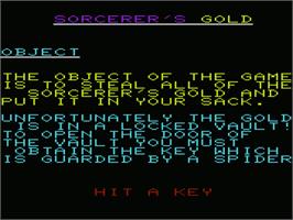 Title screen of Goblin's Gold on the Commodore VIC-20.