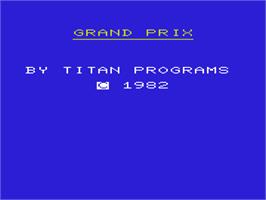 Title screen of Grand Prix on the Commodore VIC-20.