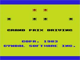 Title screen of Grand Prix Driving on the Commodore VIC-20.