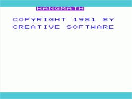 Title screen of Hangmath on the Commodore VIC-20.