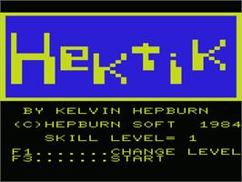 Title screen of Hektik on the Commodore VIC-20.
