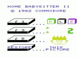 Title screen of Home Babysitter on the Commodore VIC-20.
