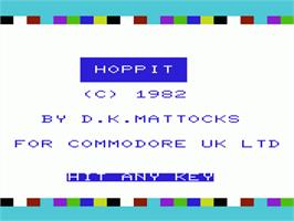 Title screen of Hoppit on the Commodore VIC-20.