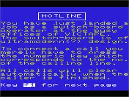 Title screen of Hotline on the Commodore VIC-20.