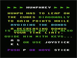 Title screen of Humphrey on the Commodore VIC-20.