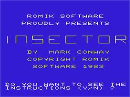 Title screen of Insector on the Commodore VIC-20.