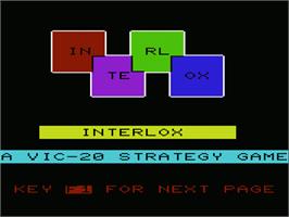 Title screen of Interlox on the Commodore VIC-20.