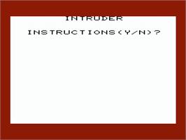 Title screen of Intruder on the Commodore VIC-20.