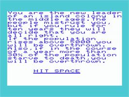 Title screen of Island, The on the Commodore VIC-20.