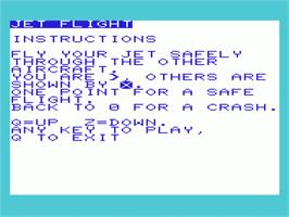Title screen of Jet Flight on the Commodore VIC-20.