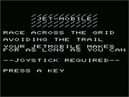 Title screen of Jetmobile on the Commodore VIC-20.