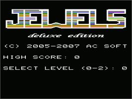 Title screen of Jewels Deluxe on the Commodore VIC-20.