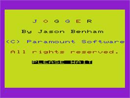 Title screen of Jogger on the Commodore VIC-20.
