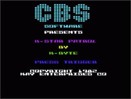 Title screen of K-star Patrol on the Commodore VIC-20.