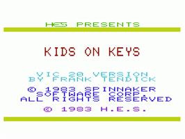 Title screen of Kids On Keys on the Commodore VIC-20.