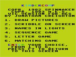 Title screen of Kindercomp on the Commodore VIC-20.