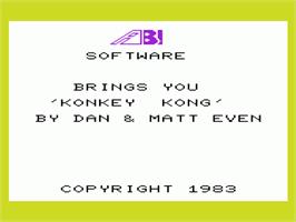 Title screen of Konkey Kong on the Commodore VIC-20.