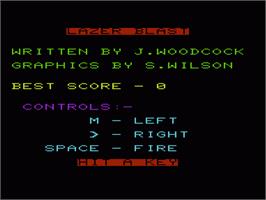 Title screen of Laser Blast on the Commodore VIC-20.