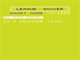 Title screen of League Soccer on the Commodore VIC-20.