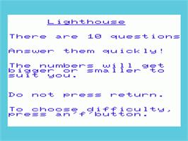 Title screen of Lighthouse on the Commodore VIC-20.